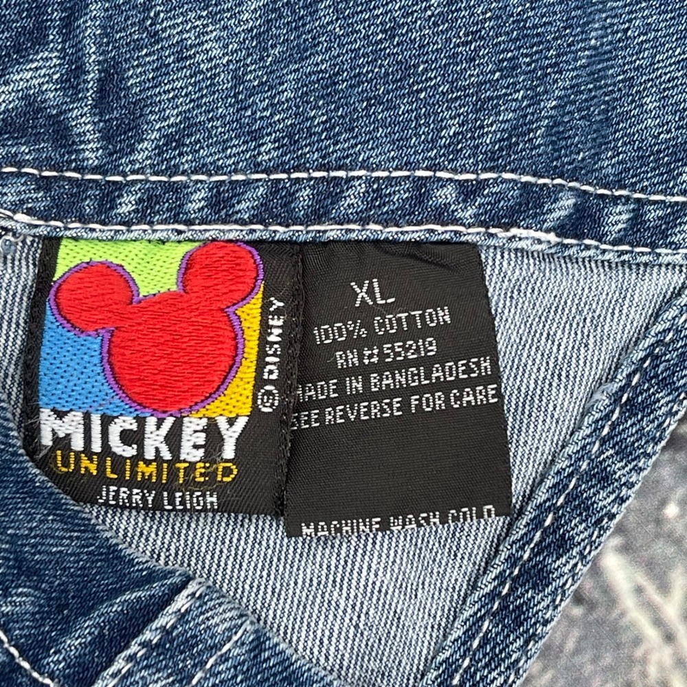 Mickey Unlimited Jerry Leigh Denim Shortalls XL Blue Mickey Mouse Overalls - Picture 3 of 8